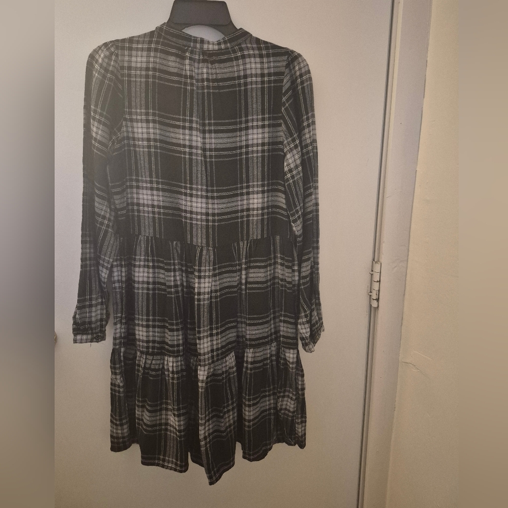 Time and Tru Black Plaid Kids Casual Dress